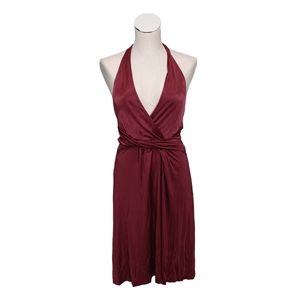 BCBGMaxAzria • XS • halter dress backless maroon burgundy stretch women's